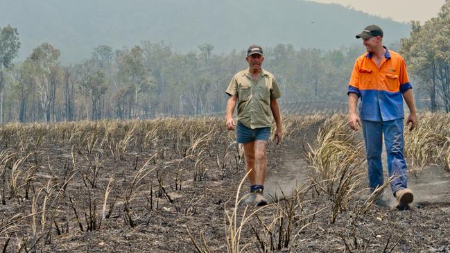 Cane farmers John and Dom Zarb lost 15 acres of crop on Monday afternoon in the Finch Hatton fires.