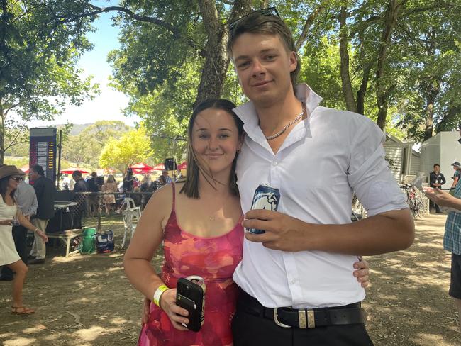 Maddie and Tom at the 2025 Hanging Rock Races. Picture: Himangi Singh