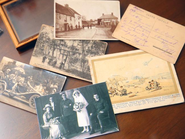 Postcards and photos Noeline Reddie has in her possession. Picture: Phil Rogers