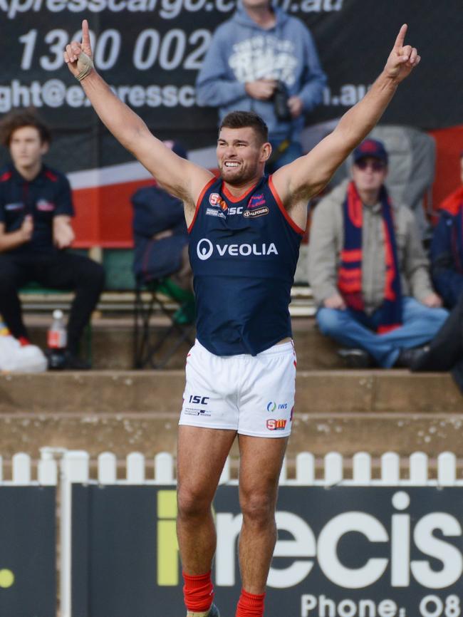 Mitch Grigg: ‘Hey Eagles, I’m over here”. Picture: Brenton Edwards/AAP