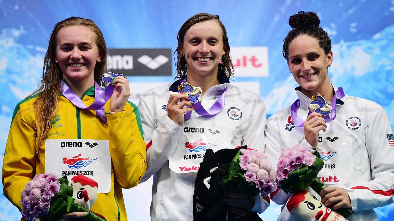 Aussie swim star Ariarne Titmus; US superstar Katie ...