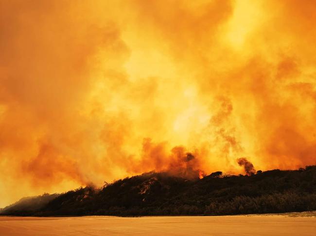 Fire burning on Fraser Island Monday morning.