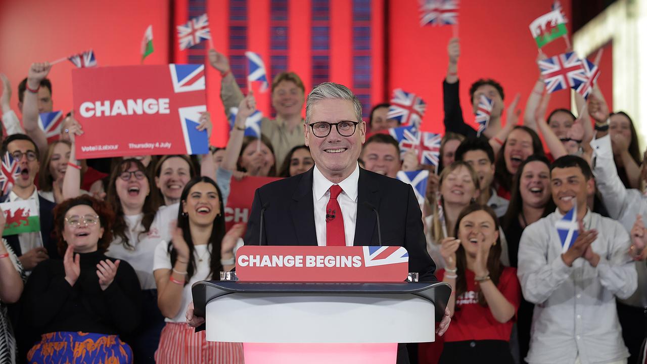 Labour Leader Keir Starmer celebrates winning the 2024 UK General Election. Picture: Ricky Vigil/Getty Images