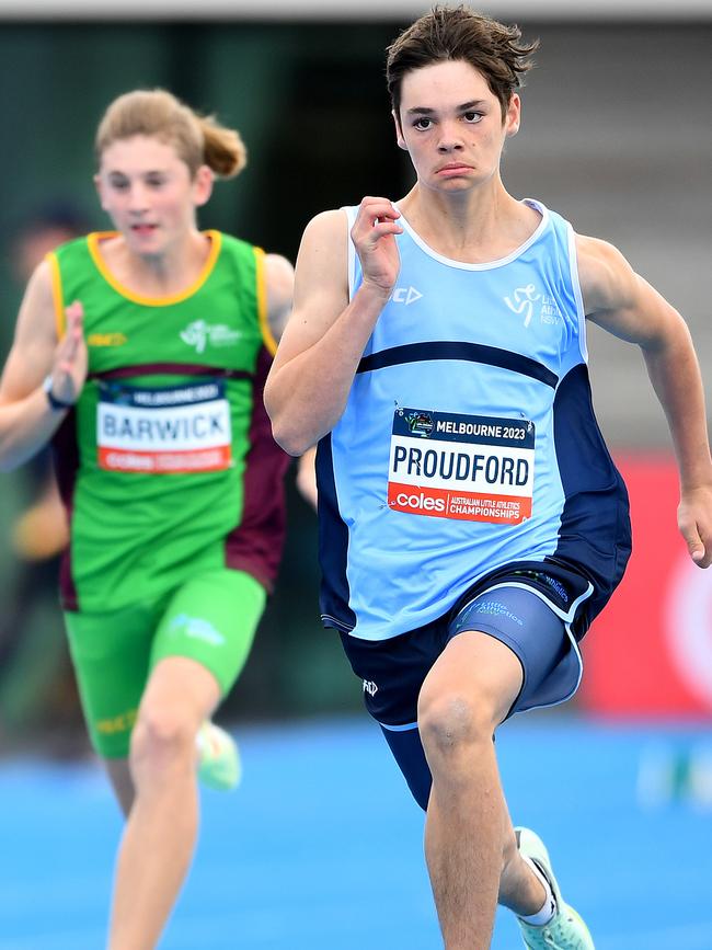 Jack Proudford in the Boys U14 100m