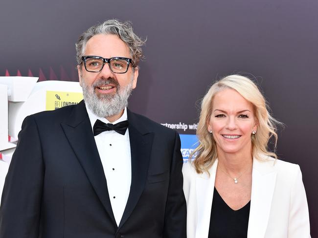 Elisabeth Murdoch pictured with her husband Keith Tyson. Picture: Getty Images for BFI