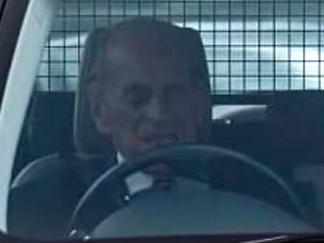 Screengrab of Prince Philip driving Queen Elizabeth in his Land Rover in 2017.