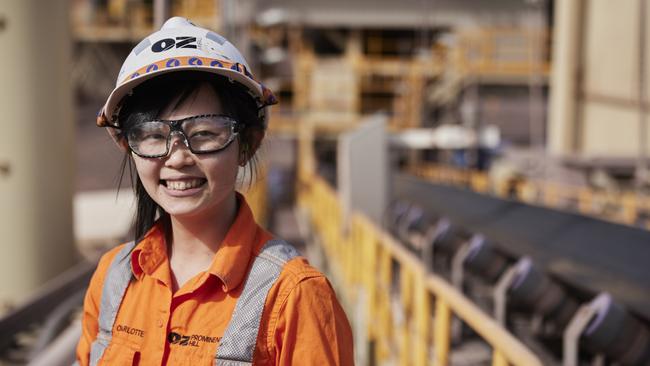 A worker at OZ Minerals' Prominent Hill mine in Far North South Australia.