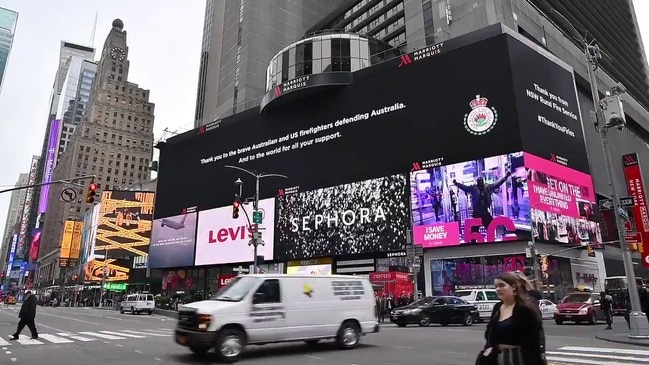 Firefighters thanked with Times Square billboard