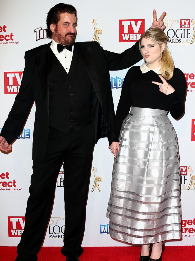 Lachy Hulme and Meghan Trainor on the red carpet at the 2015 Logie Awards at Crown Casino in Melbourne. Picture: Getty