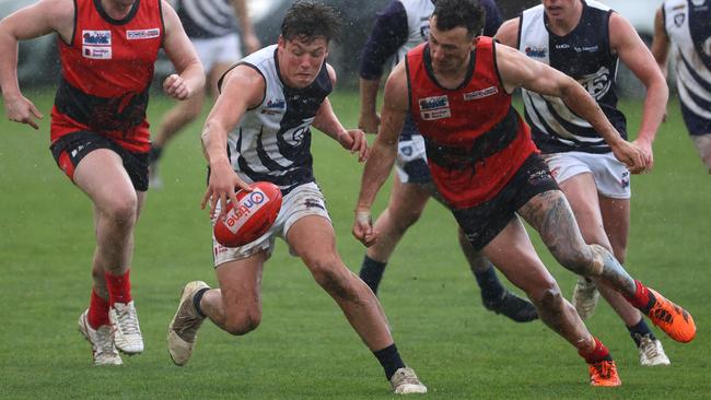 Melton Centrals and Romsey clash at Romsey Reserve. Picture: Hamish Blair