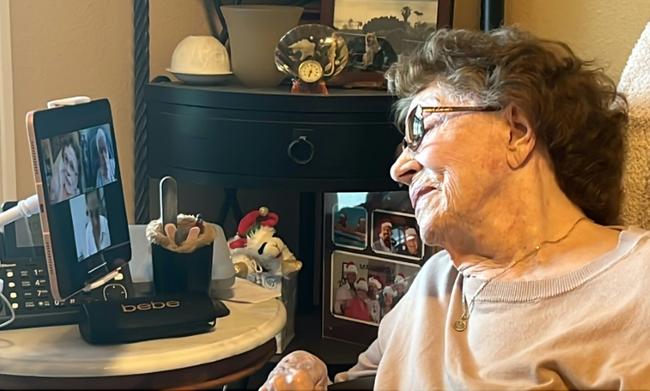 Renee Guette, a WWII concentration camp survivor, talks online with Andree Dupont, an old friend from the French resistance who was imprisoned with her