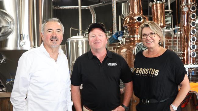 Clarence MP Chris Gulaptis with Sanctus Brewing owners Trent and Nicole O'Connor