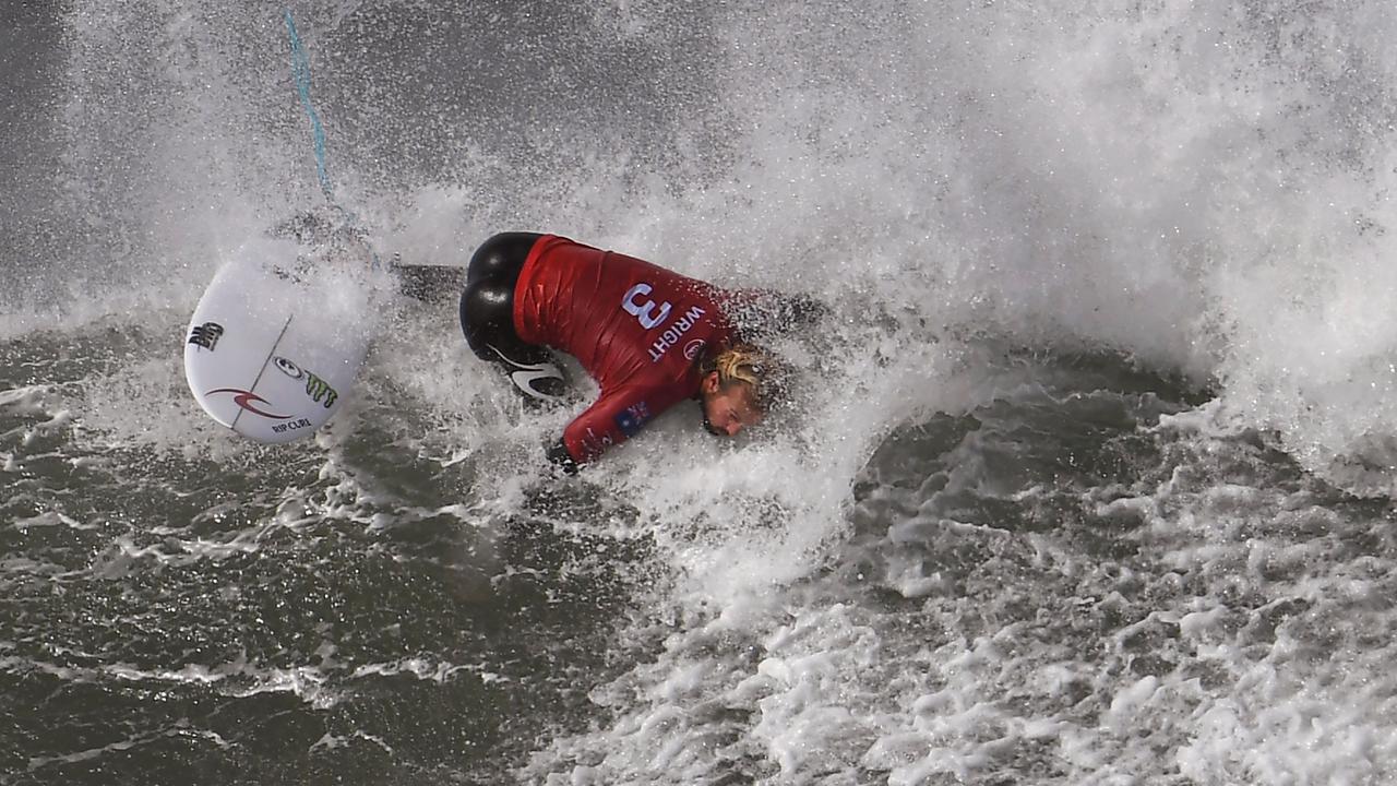 Owen Wright of Australia surfs during the heats of the Rip Curl Pro at Bells Beach, on April 26, 2019. (Photo by William WEST / AFP)