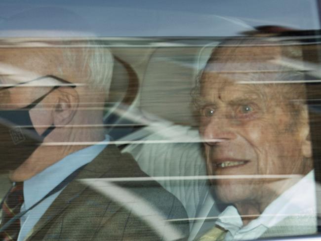 In this photo taken on March 16, 2021 Prince Philip was seen leaving King Edward VII's Hospital in central London. Picture: AFP