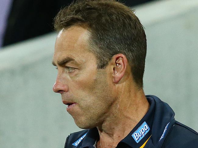 AFL - Port Adelaide v Hawthorn, Anzac Day, Adelaide Oval. Alastair Clarkson walks onto the oval for 3 quarter time. Photo Sarah Reed