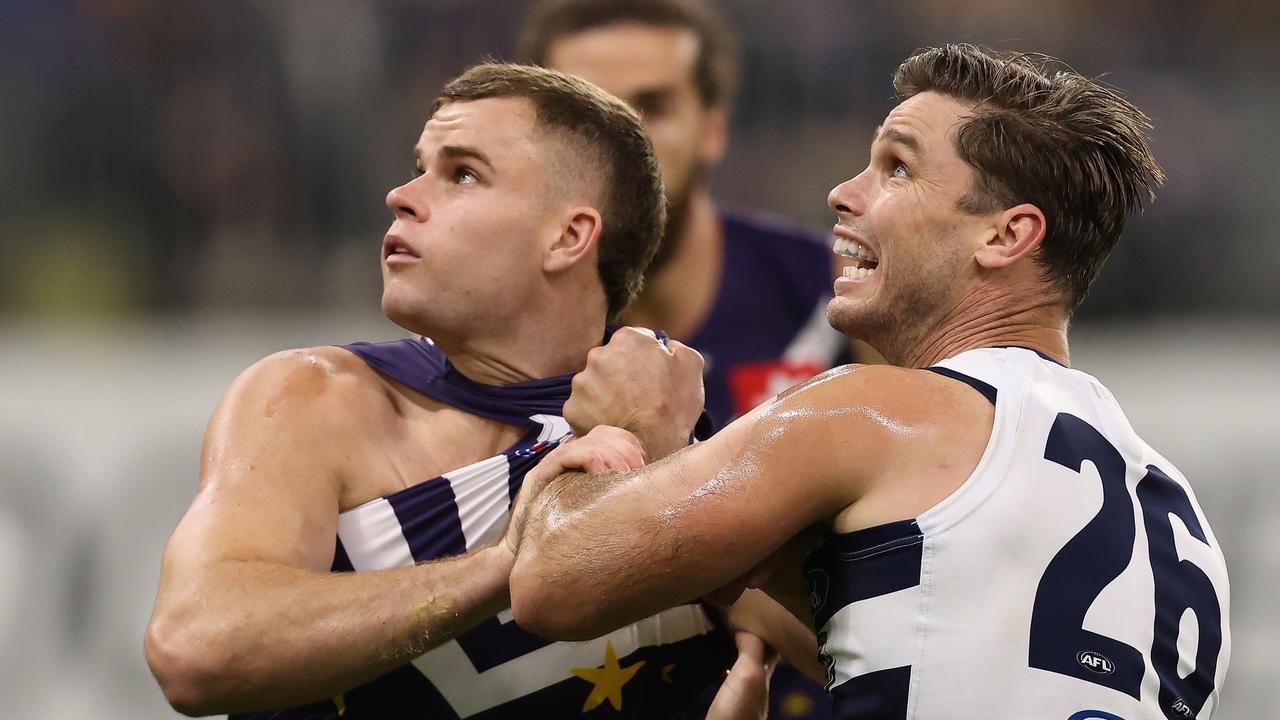 Losing Sean Darcy (left) would be another blow to the Dockers. Picture: Paul Kane/Getty Images