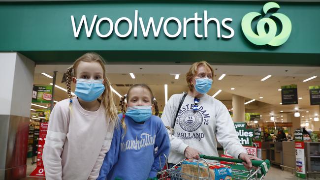 Woolworths is encouraging customers in NSW, the ACT and parts of Queensland to wear masks. Picture: Sam Ruttyn