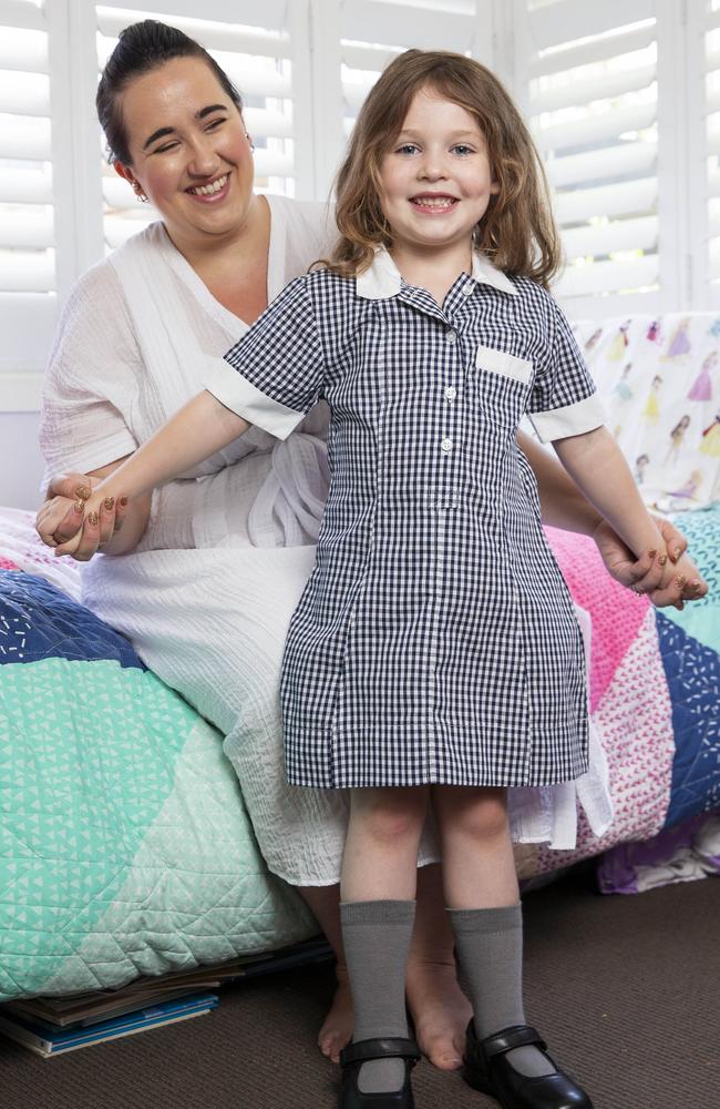 Sara Keli at home with her daughter Olivia, 5, who will be starting school this year. Picture: Justin Lloyd.