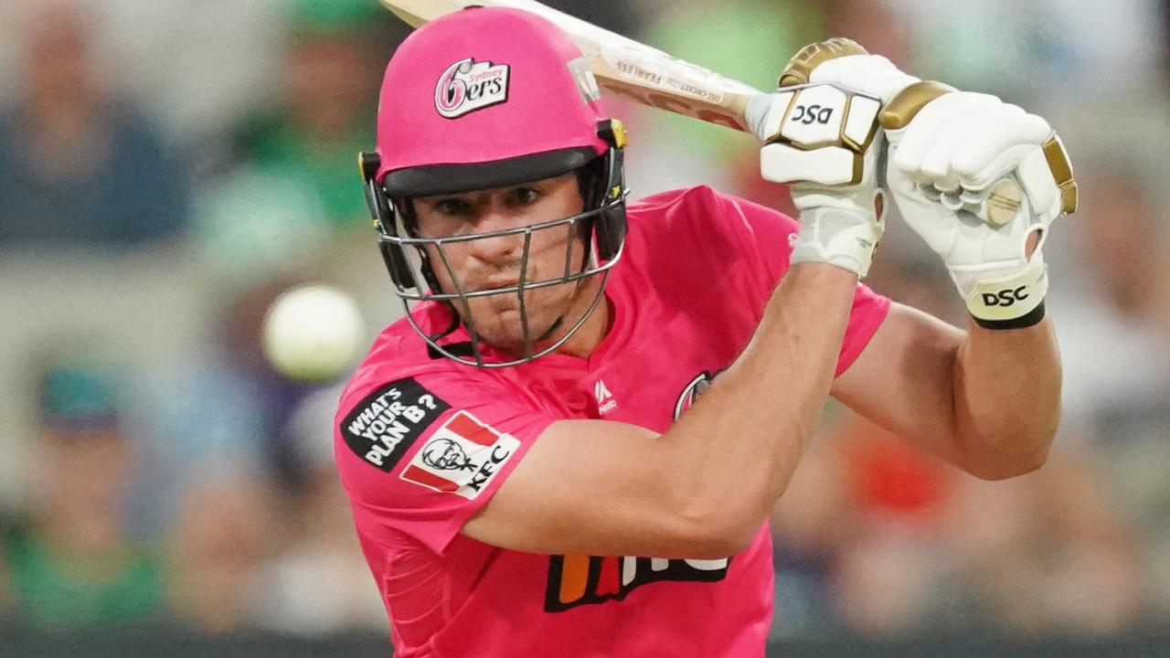 Sixers skipper Moises Henriques powers a cover drive through the field.