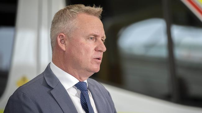 Tasmanian Health Minister Jeremy Rockliff at Ambulance Tasmania, Hobart. Picture: Chris Kidd