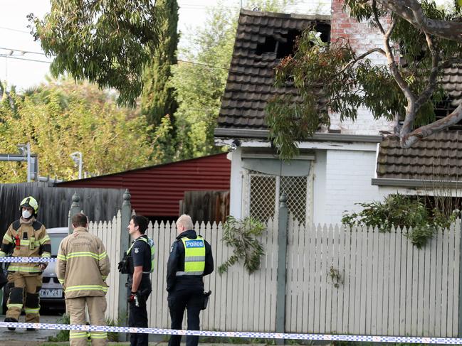 Police and fire fighters at the scene of a fatal house fire in Maidstone. Tuesday, October 4, 2022. Picture: David Crosling