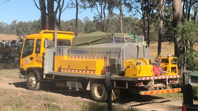 Seven fire crews in total attended the house fire near Woolooga. Picture: Josh Preston