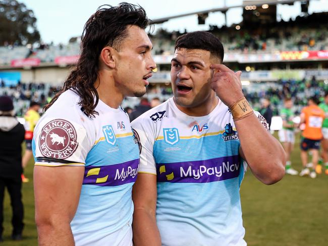 Tino Fa’asuamaleaui and David Fifita can do some serious damage in 2025. Picture: NRL Images