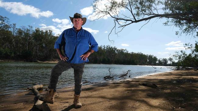 Barooga farmer and protest leader Chris Brooks, on the banks of the Murray on Friday, says the Keelty report offers no benefits ‘whatsoever’. Picture: Simon Dallinger