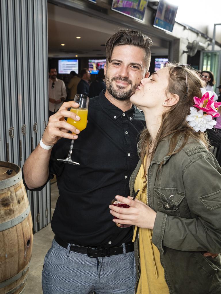 Brandon Traynor and Lilly Otto at the Melbourne Cup party at The Rock, Tuesday, November 1, 2022. Picture: Kevin Farmer