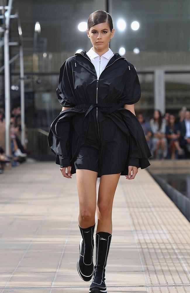 Kaia Gerber walked for Longchamp during New York Fashion Week over the weekend. Picture: AFP