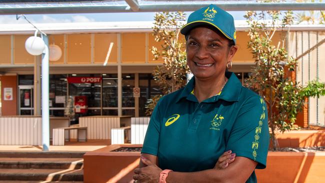 Nova Peris as Olympians and scholarship coaches run training sessions for Katherine youth at RAAF Base Tindal. Picture: Pema Tamang Pakhrin