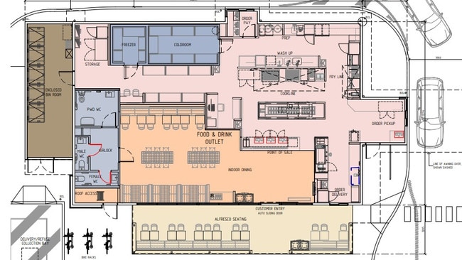 Floor plan of the Guzman y Gomez outlet proposed for Sippy Downs. Photo: Verve Design Group