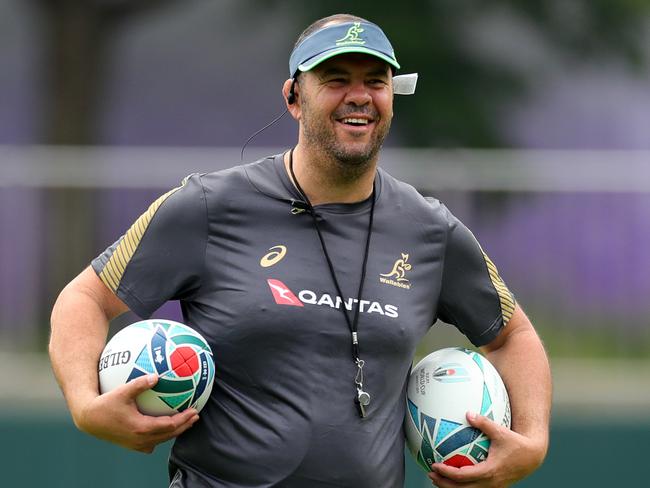 Michael Cheika has cut a relaxed figure at the Wallabies training camp.