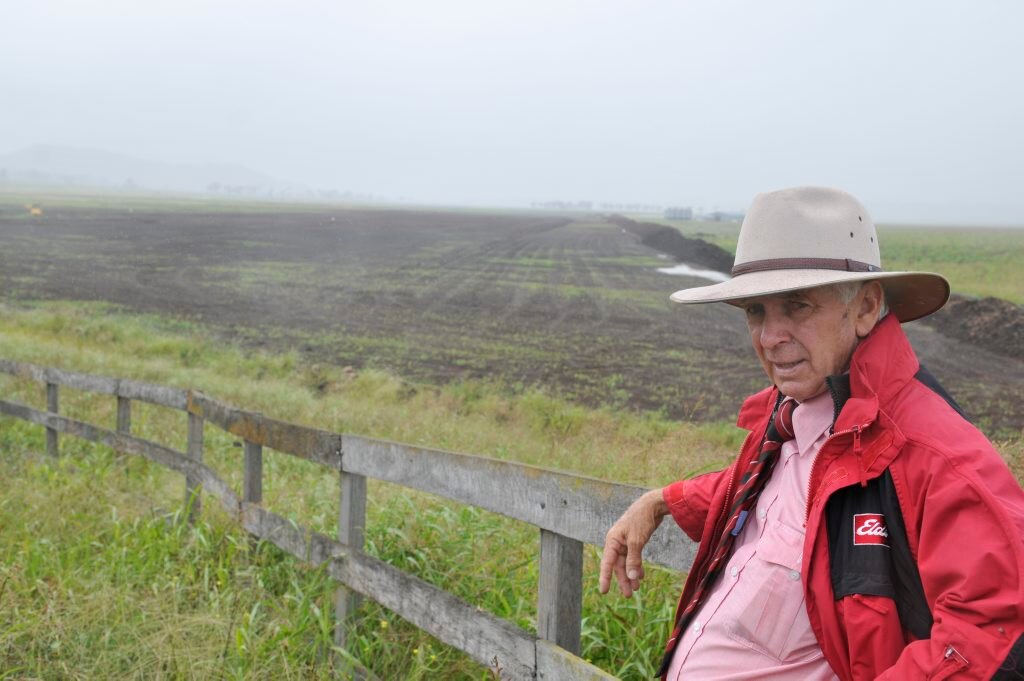 Elders Toowoomba rural sales consultant Bob Loiterton stands at the edge of the graded Wagners Airport runway, to be extended after the Wellcamp Downs auction. . Picture: Dave Noonan