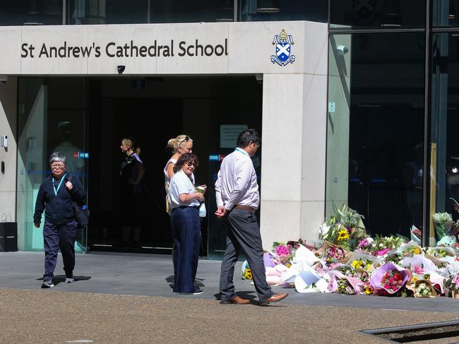 Flowers outside St Andrews School. Picture: NCA Newswire