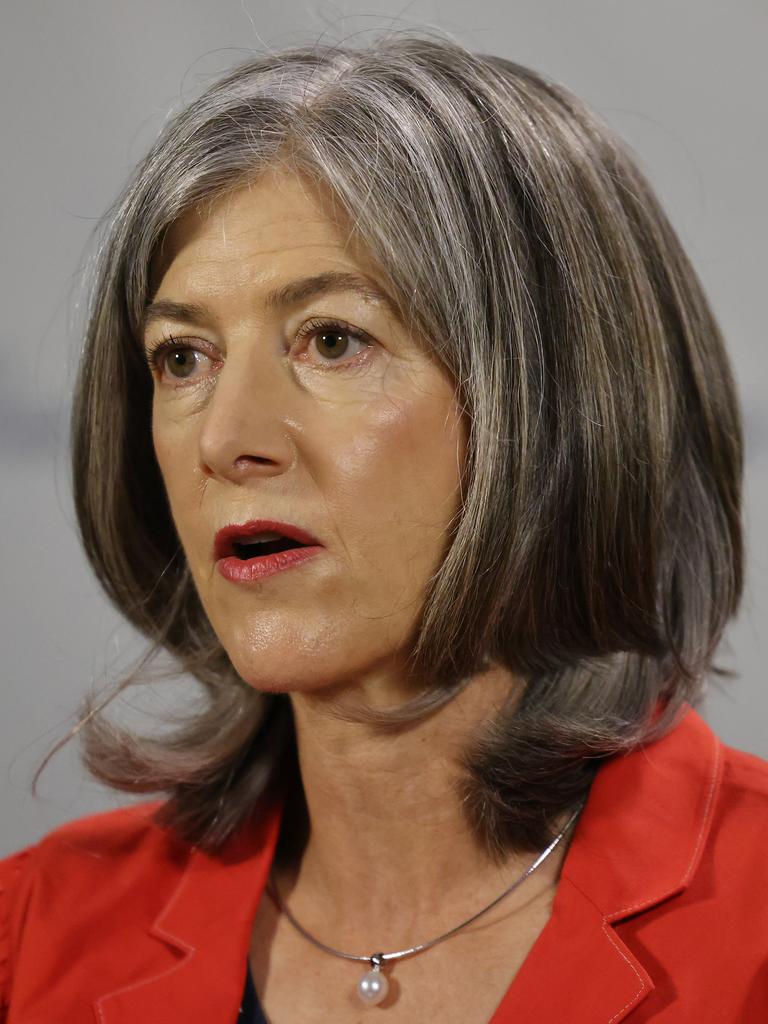 SA’s chief public health officer Professor Nicola Spurrier speaks to the media in Adelaide. Picture: NCA NewsWire / David Mariuz