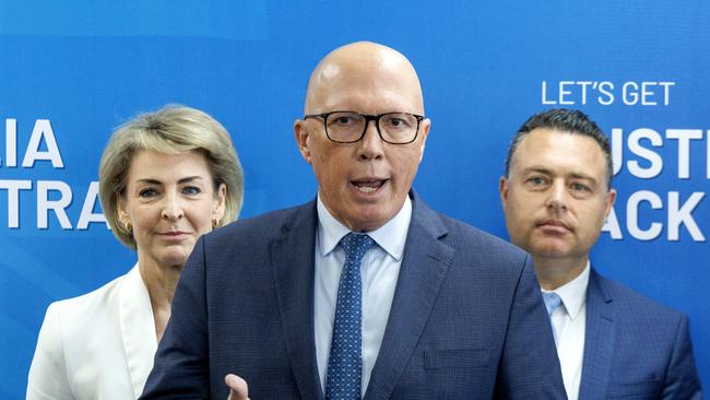 Opposition leader Peter Dutton says he will mandate councils to host citizenship ceremonies on January 26. Picture: NewsWire / David Geraghty