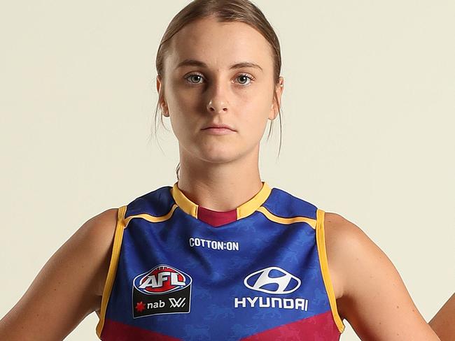 AFLW Lions players Jordan Zanchetta, Gabby Collingwood, and Sophie Conway, News Queensland Studio, Bowen Hills. Photographer: Liam Kidston.