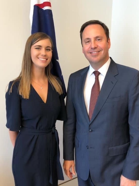 Liberal party staffer Brittany Higgins with her former boss Steven Ciobo.