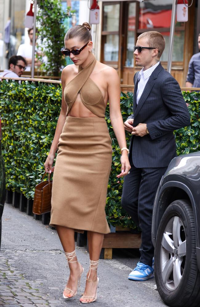 What dress code? Hailey Bieber and Justin Bieber wore these outfits to a formal meeting in Paris, France. Picture: Pierre Suu/GC Images