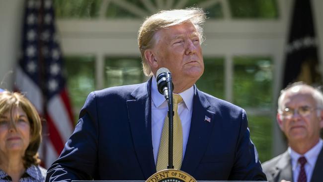 President Donald Trump pauses while speaking in the Rose Garden of the White House this week.