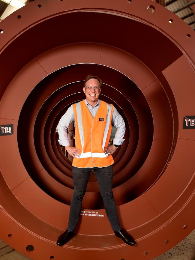 Acting Premier and Minister for State Development Steven Miles at TEi Services in Townsville.TEi Services in Bohle benefiting from the Defence and Aerospace Industry Fund. Picture: Evan Morgan