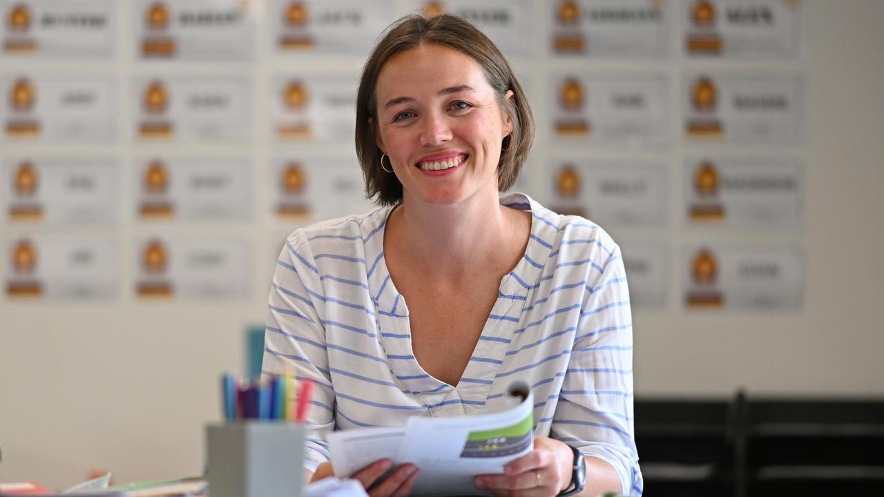 Natalie Rayner in the classroom at the Queensland Pathways State College in Mt Gravatt, Brisbane. Picture: Lyndon Mechielsen