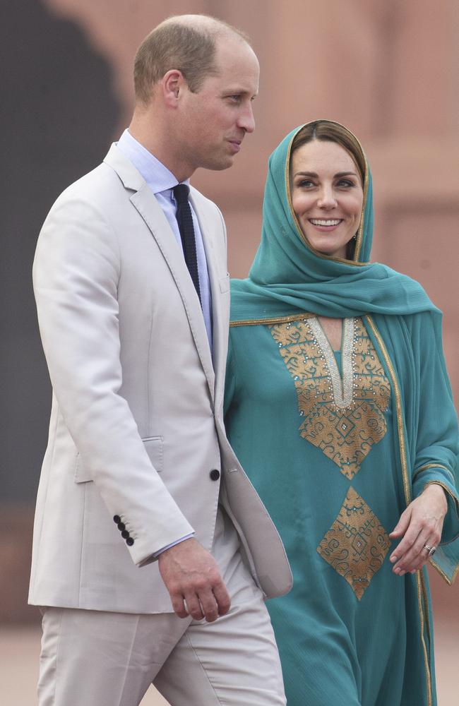 The royals pictured during their visit to Lahore Mosque. Picture: Getty Images