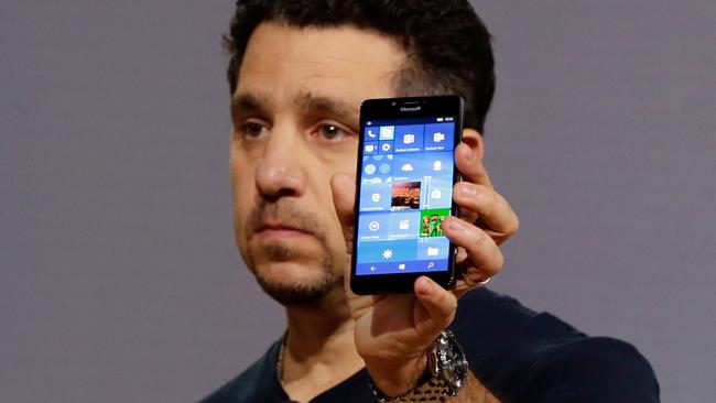 Microsoft vice president for Surface Computing Panos Panay and the new Lumia 950.