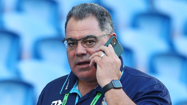 GOLD COAST, AUSTRALIA - MARCH 22: Head of Performance and Culture at Titans, Mal Meninga looks on during the round 2 NRL match between the Gold Coast Titans and the Parramatta Eels at Cbus Super Stadium on March 22, 2020 in Gold Coast, Australia. (Photo by Chris Hyde/Getty Images)