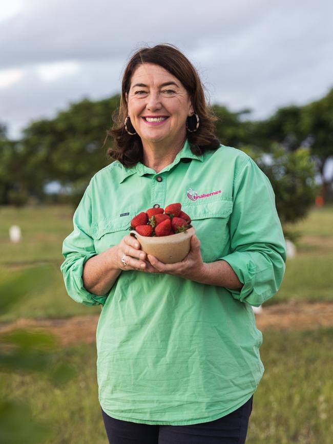 Queensland strawberry producer Tina McPherson, of Tinaberries, Woongarra, between Bundaberg and the Coral Coast.