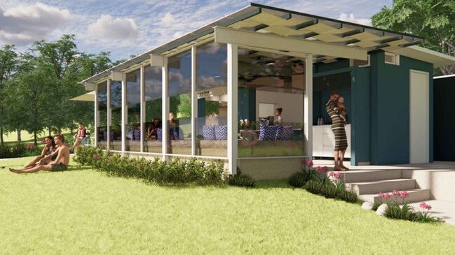 An artist's impression of proposed alterations to the kiosk, which includes replacing the plastic roller blinds with windows. Picture: BJB Architects