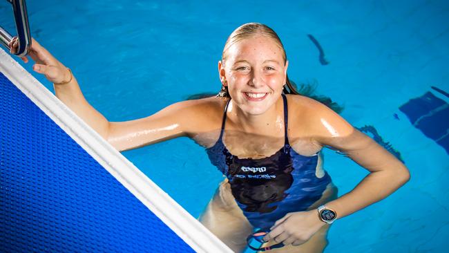 Olympia Pope - Miami Swim Club. 14-year-old Olympia Pope breaks a swimming record held by Leisel Jones since 2000. Picture: NIGEL HALLETT