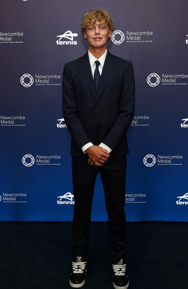 Cruz Hewitt looks dapper in his suit and sneakers. He was nominated for the junior male athlete of the year award. (Photo by Graham Denholm/Getty Images for Tennis Australia)